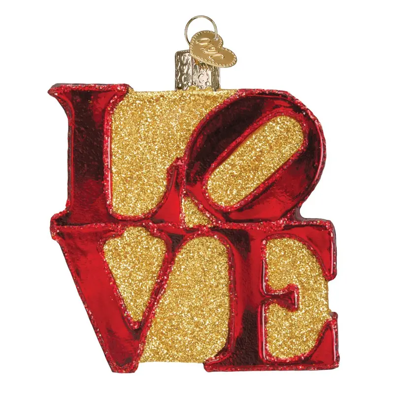'Love' Message Hand-Blown Glass Christmas Ornament With S-Hook & Gift Box – Old World Christmas Sentimental Decor 1