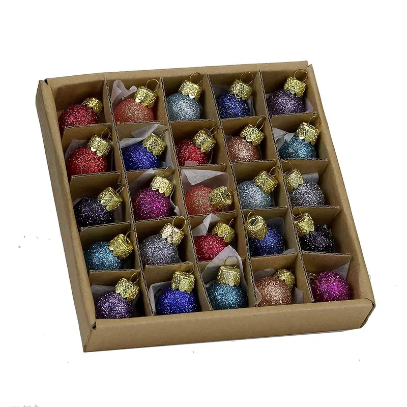 Mini Glitter Glass Ball Ornament Set – Kurt S. Adler (0.78", 25-Piece) 1