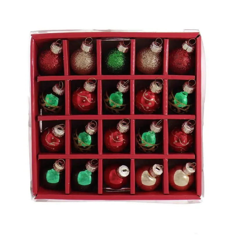 Mini Red & Green Christmas Balls – Pack Of 12 (1-Inch) Classic Ornaments 1