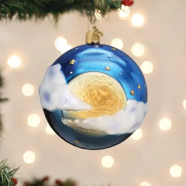 Moonglow Round Hand-Blown Glass Christmas Ornament – Old World Christmas Lunar-Themed Holiday Decor 1