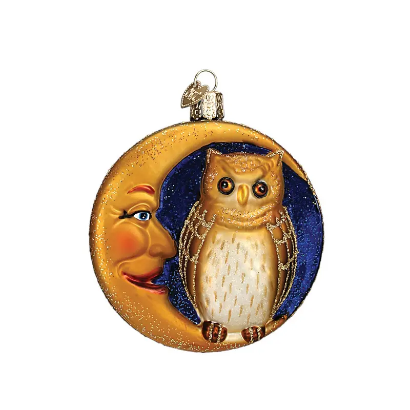 Moonlit Owl Glass Ornament – Artisan-Blown Holiday Decor By Old World Christmas 1