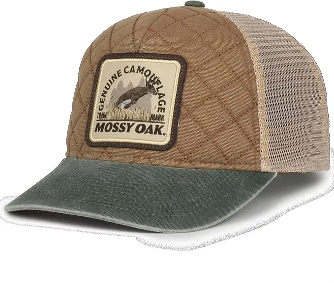 Mossy Oak Men’S Quilted Outdoor Cap – Mustard, Tea Stain & Dark Green Palette 1