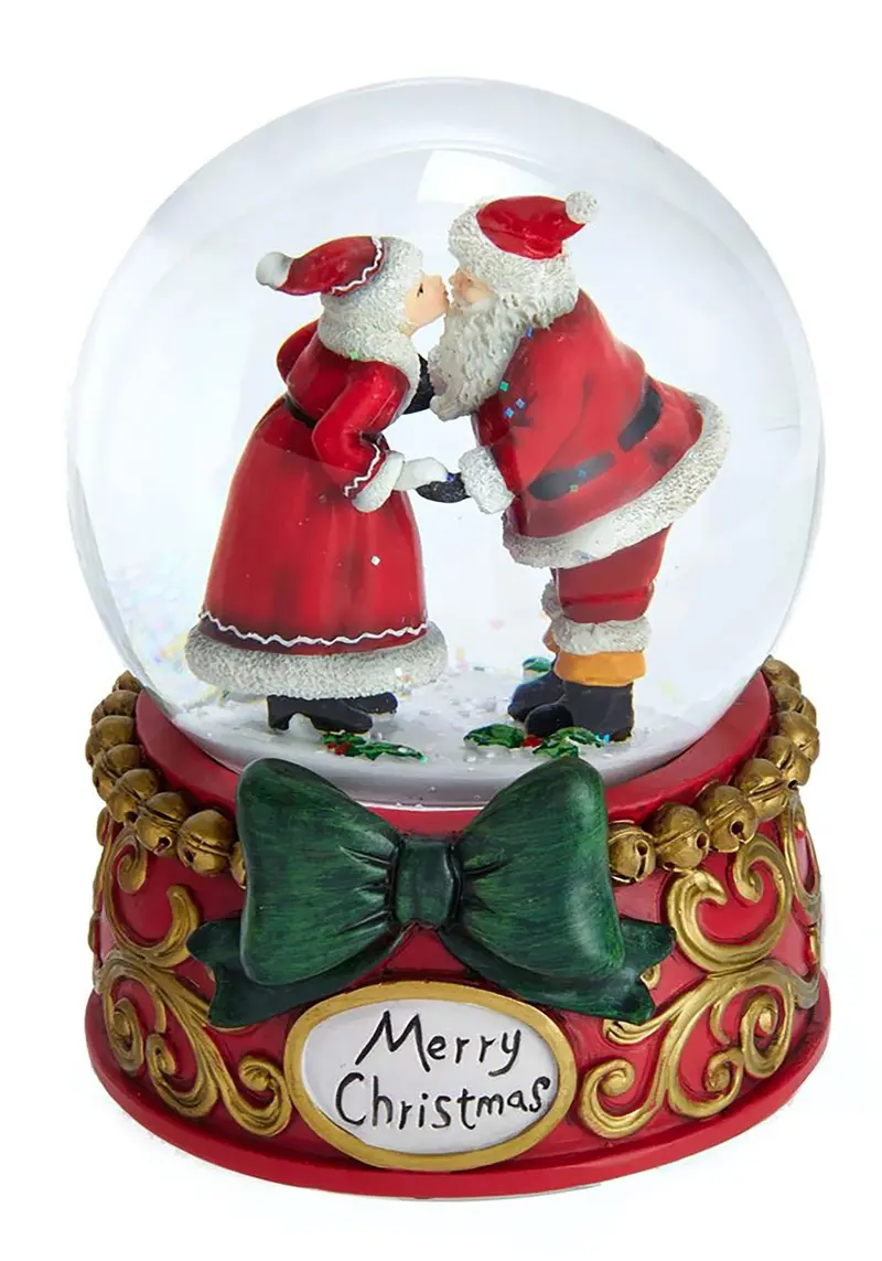 Mr. & Mrs. Claus Musical Snow Globe – 100Mm Kurt Adler Animated Tabletop Ornament 1