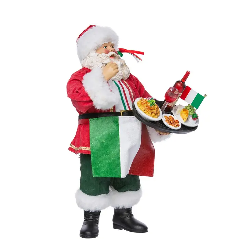 Musical Italian Santa Figurine In Fabric Finish By Kurt Adler – 10.5-Inch Animated Holiday Accent 1