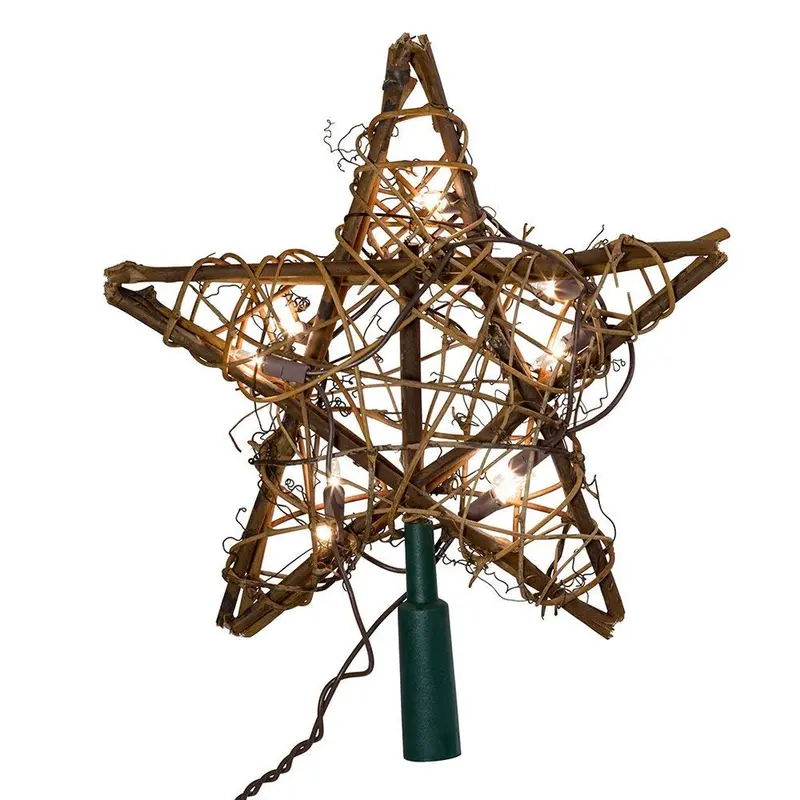 Natural Rattan Star Treetop – Ul-Certified 10-Light Indoor Tree Topper 1