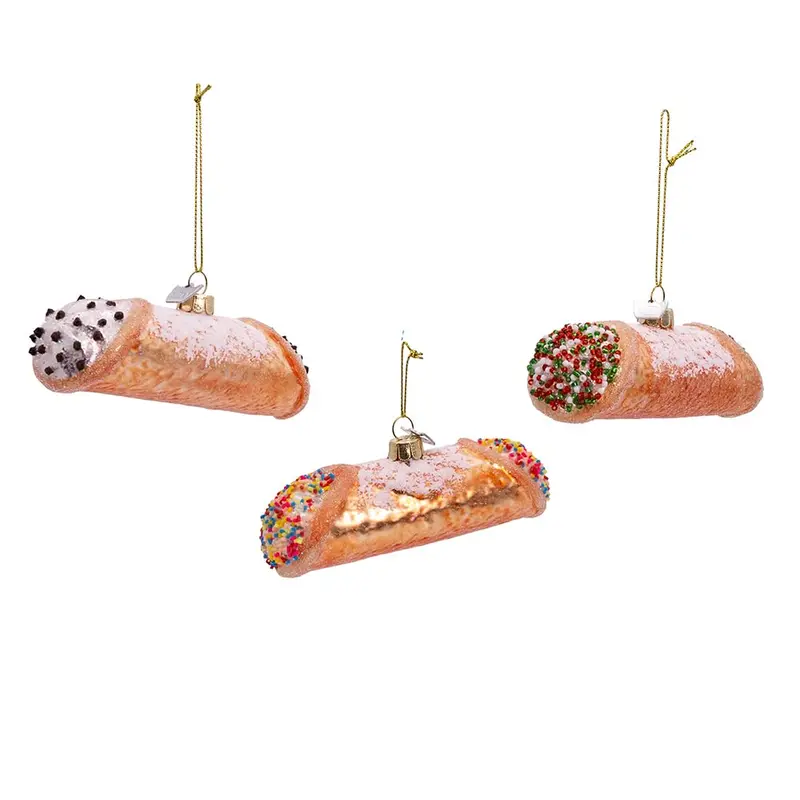 Noble Gems Cannoli Glass Ornaments – 4.75 Inch Gourmet-Themed Christmas Decor 1