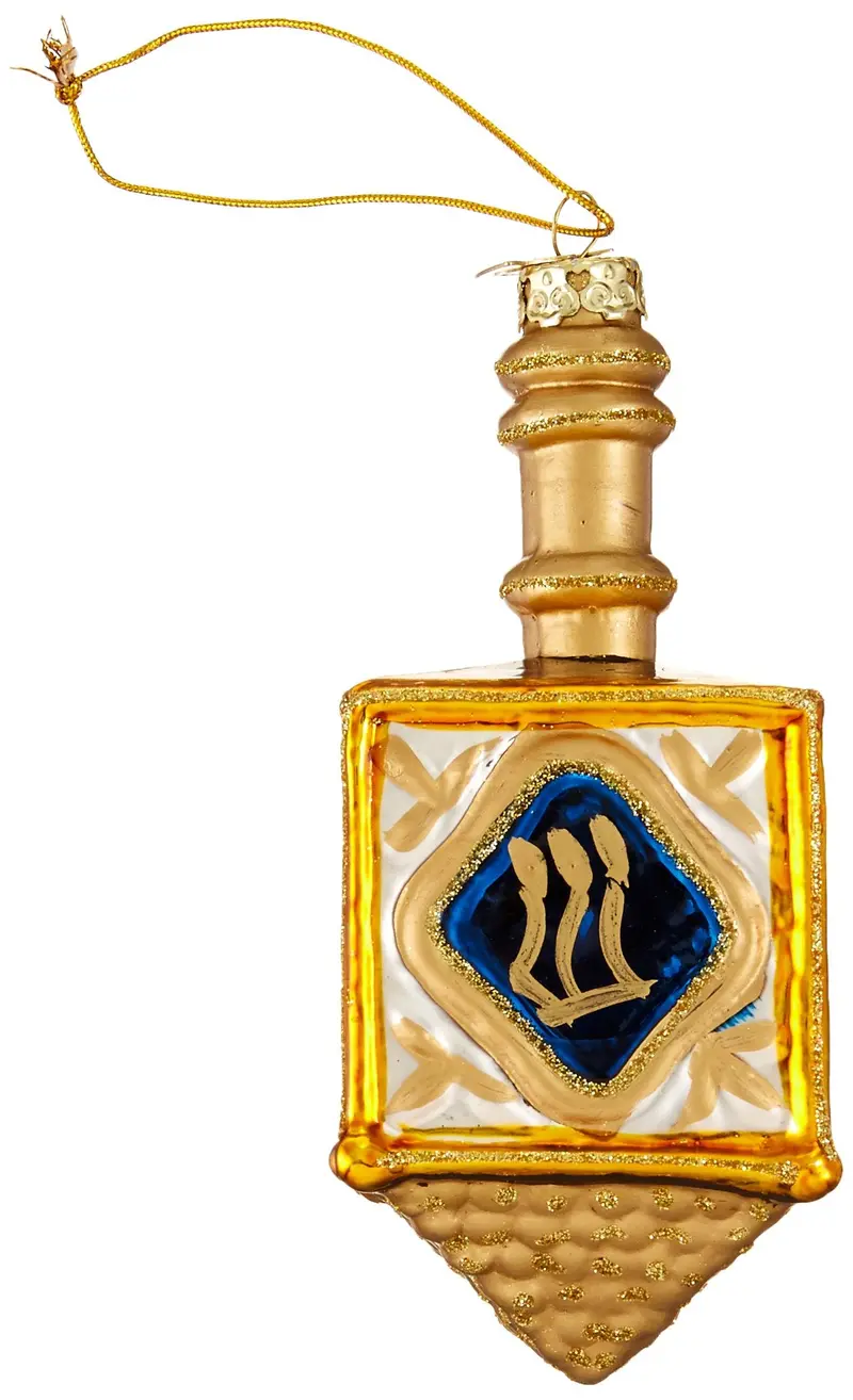 Noble Gems Kurt Adler Dreidel Ornament — 4-Inch Hanukkah Glass Decoration 1