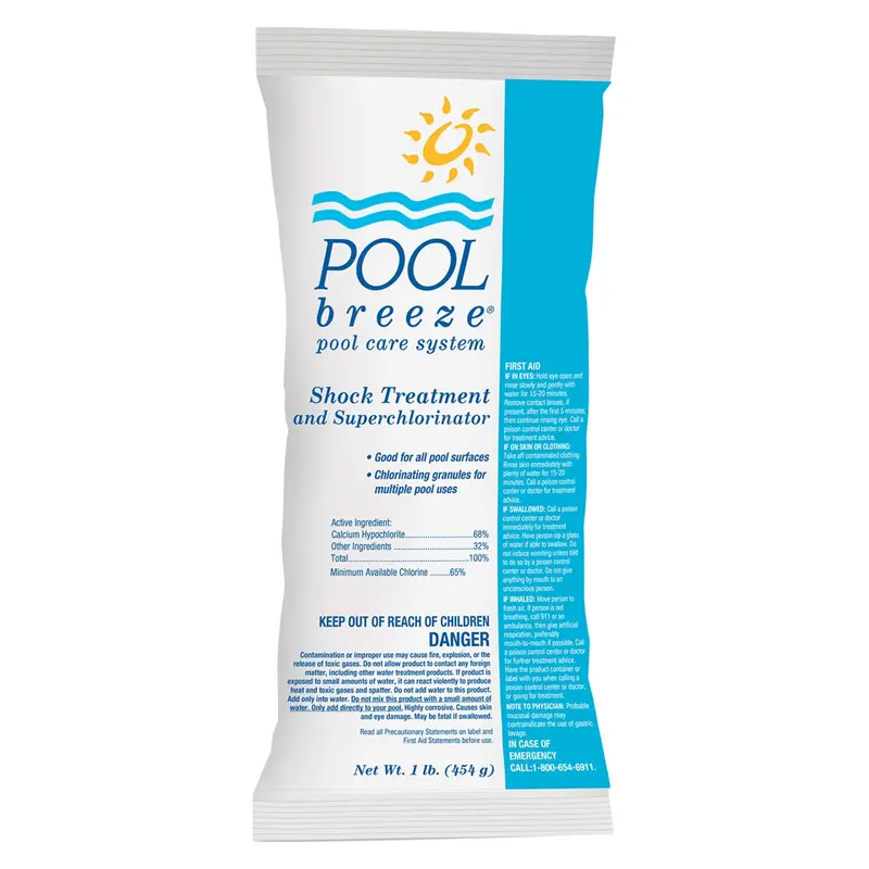 Pool Breeze 68% Calcium Hypochlorite Granular Chlorine Shock – 1 Lb Bag 1