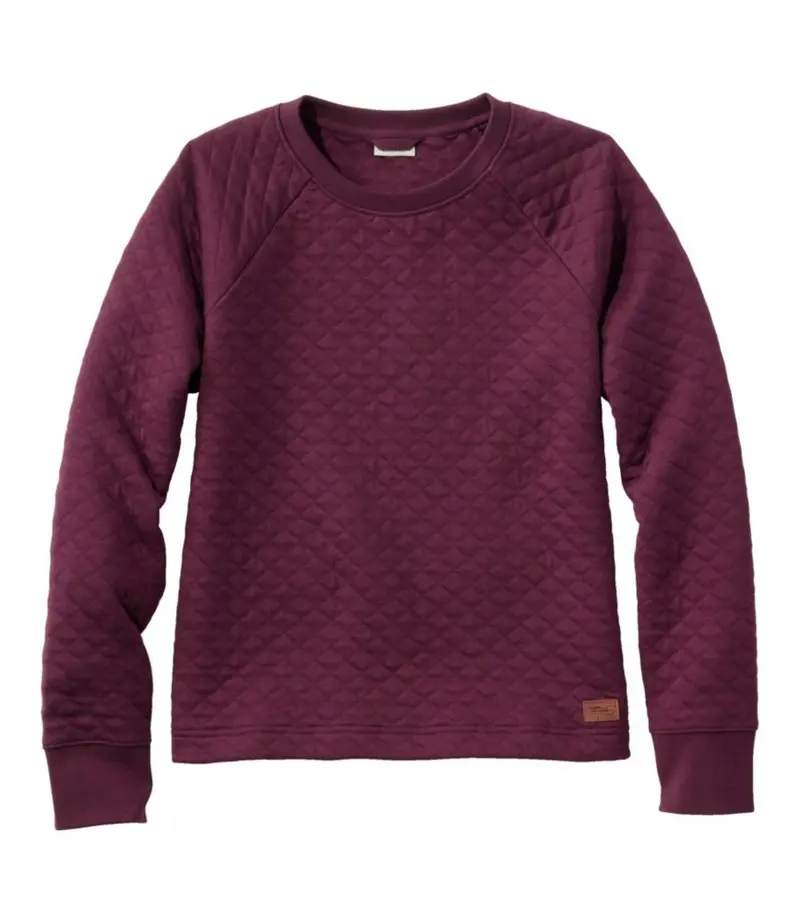 Quilted Striped Crewneck Pullover For Women 1