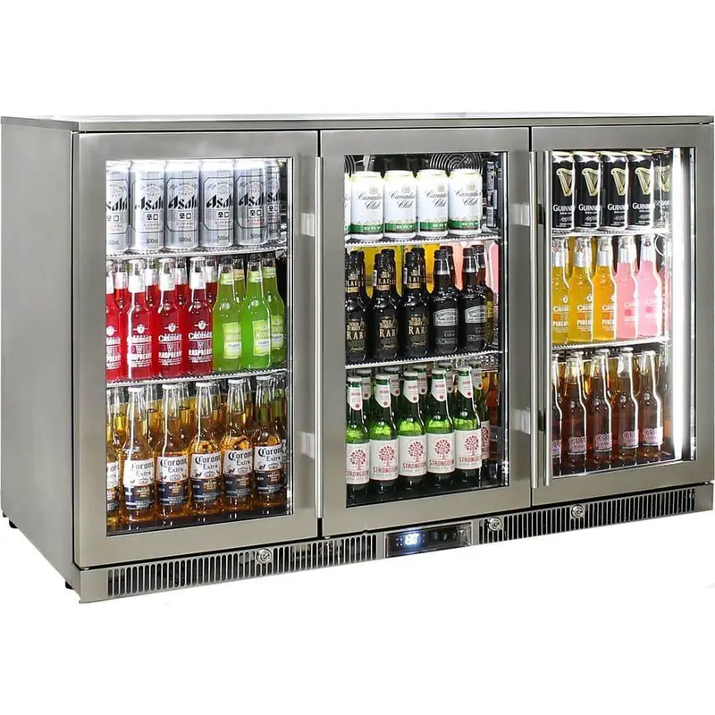 Rhino Env3H-Ss Envy Triple-Door Heated Glass Bar Fridge – 388L, 316 Stainless Steel 1