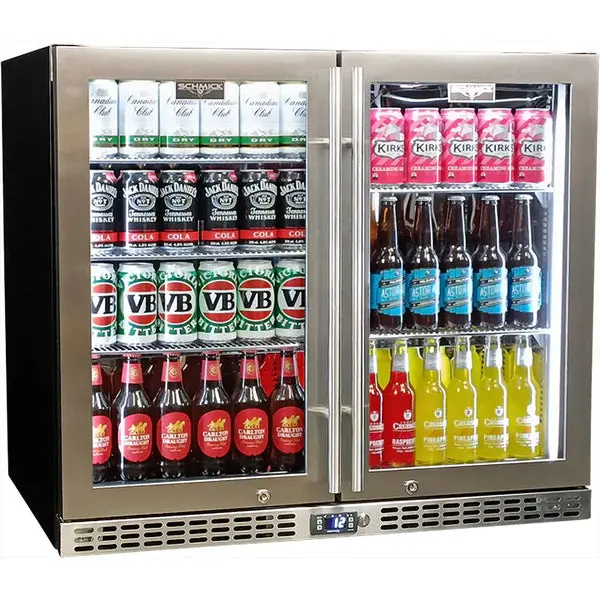 Schmick Sk206-Hd Low-Profile Quiet Bar Fridge – Twin-Door Stainless Steel With Heated Glass Door 1