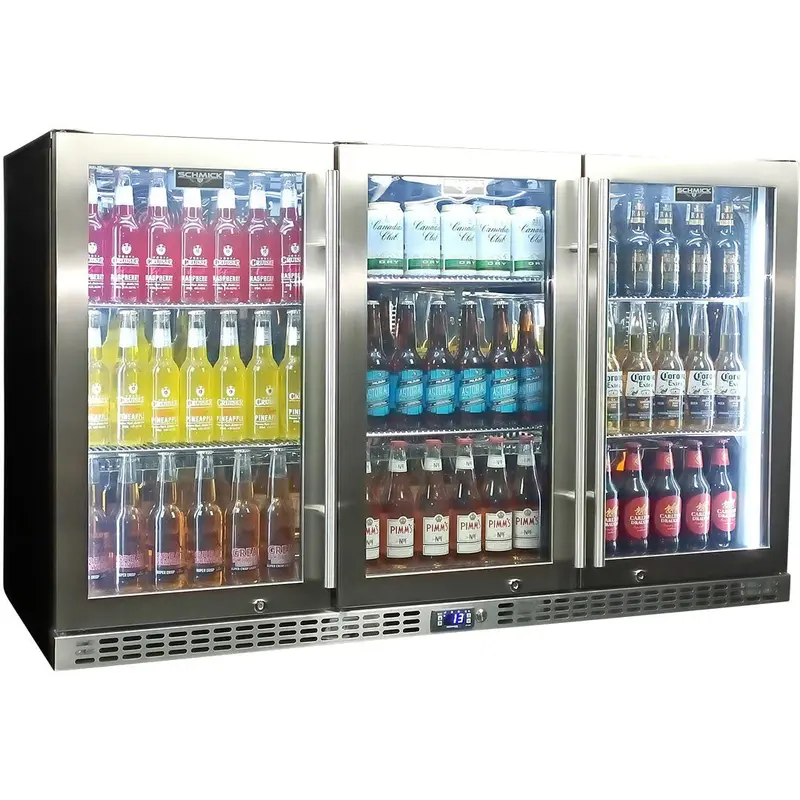 Schmick Sk386-Hd Quiet Heated Glass Bar Fridge With Triple-Door Stainless Steel Design 1