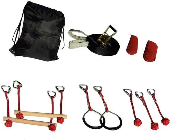 Slackline Obstacle Course Kit – Adjustable Balance Training Set For Beginners & Pros 1