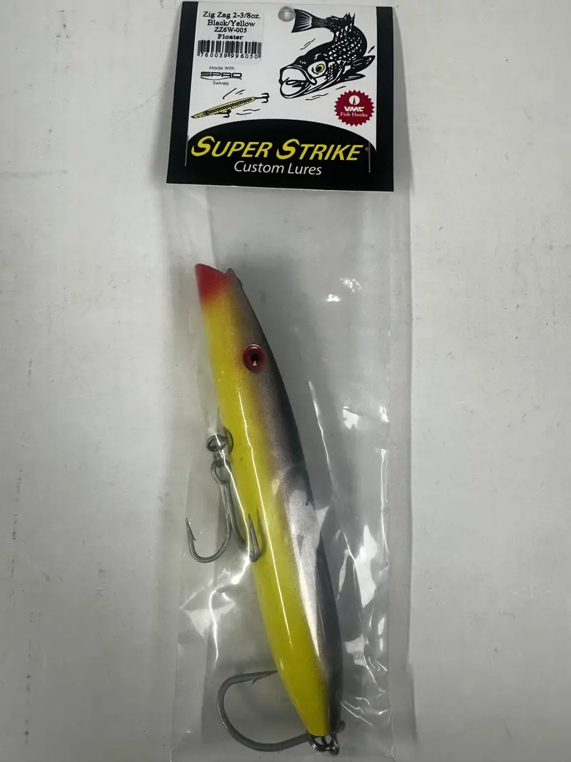 Super Strike Zig Zag Darter – 2.375 Oz Black & Yellow Jerk Bait 1