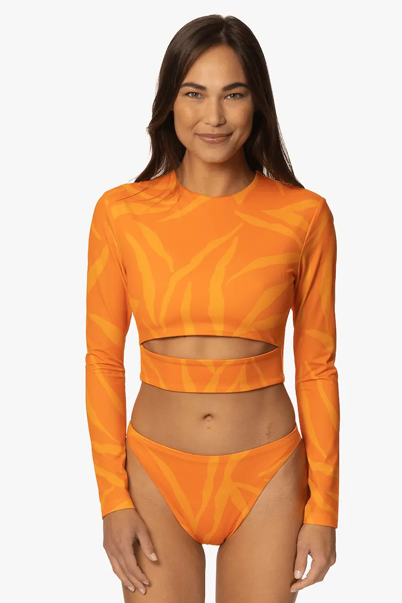 Taranaki Long-Sleeve Cut-Out Rashguard In Pyramid Print 1