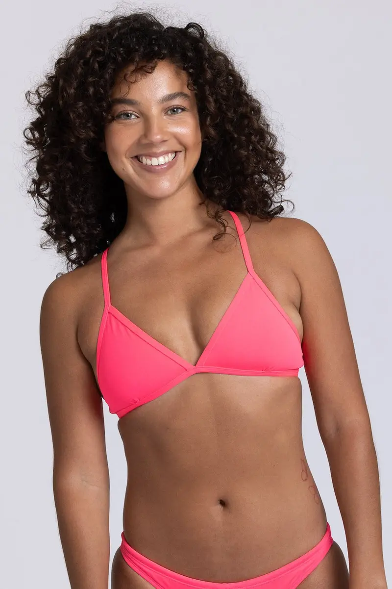 Triangle Hot Pink Bikini Top For Women 1