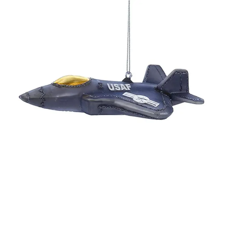 U.S. Air Force Fighter Jet Glass Ornament – Patriotic Military-Themed Holiday Decor 1
