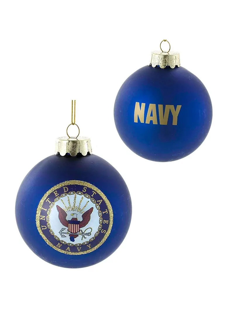 U.S. Navy Commemorative Glass Ball Ornament – 80Mm Patriotic Christmas Decoration 1