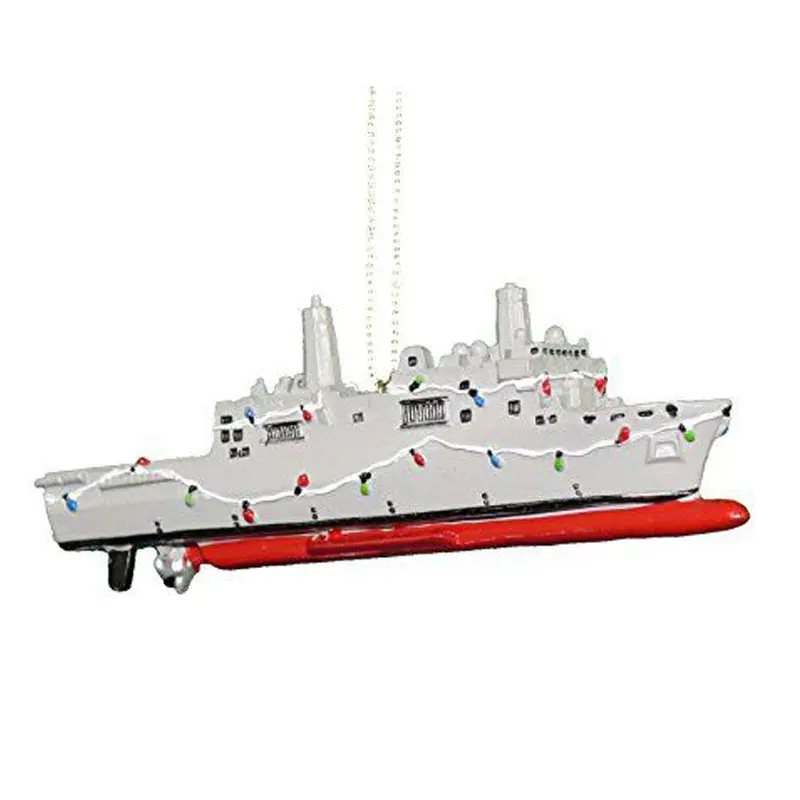U.S. Navy Ship Ornament With Illuminated Christmas Lights – Resin 1