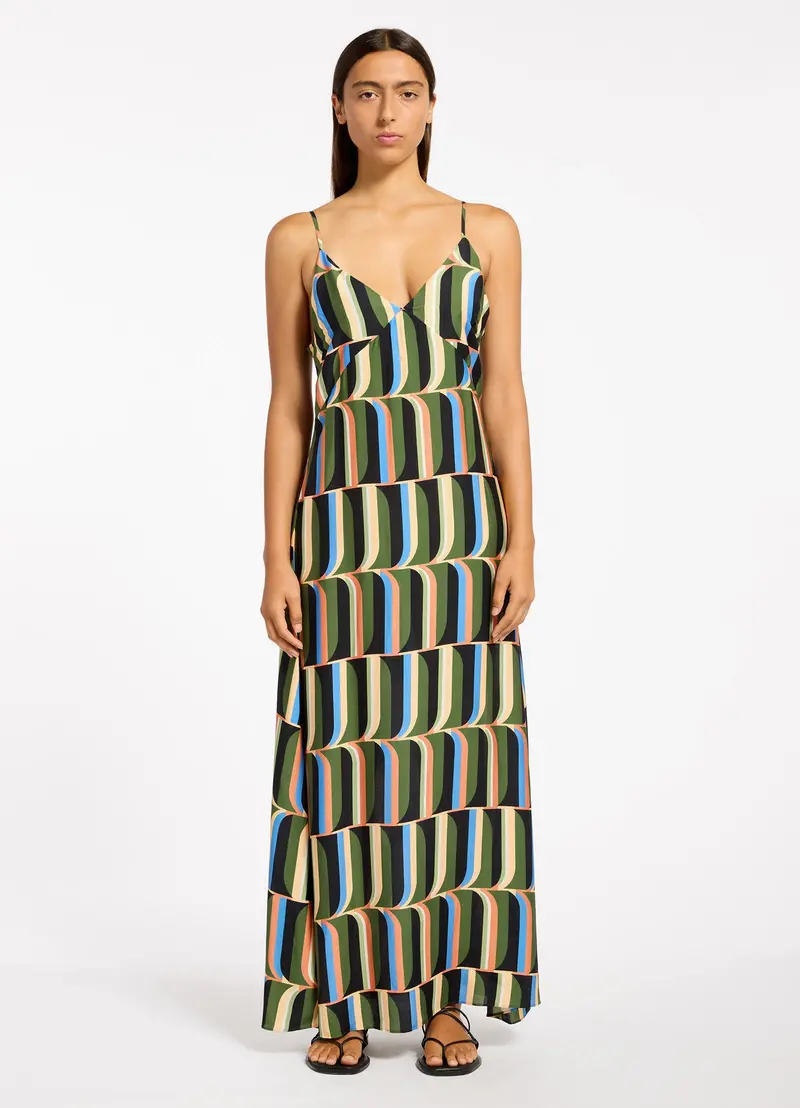 Urban Geo Silk-Slip Maxi Dress 1