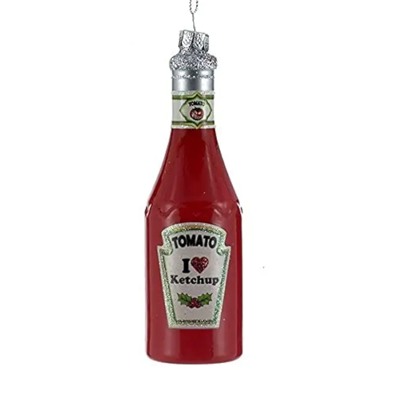 Vintage-Style Glass Ketchup Bottle Christmas Ornament 1