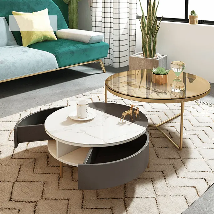 Weilai Nesting Coffee Table Set – Modern Green & White Design 2