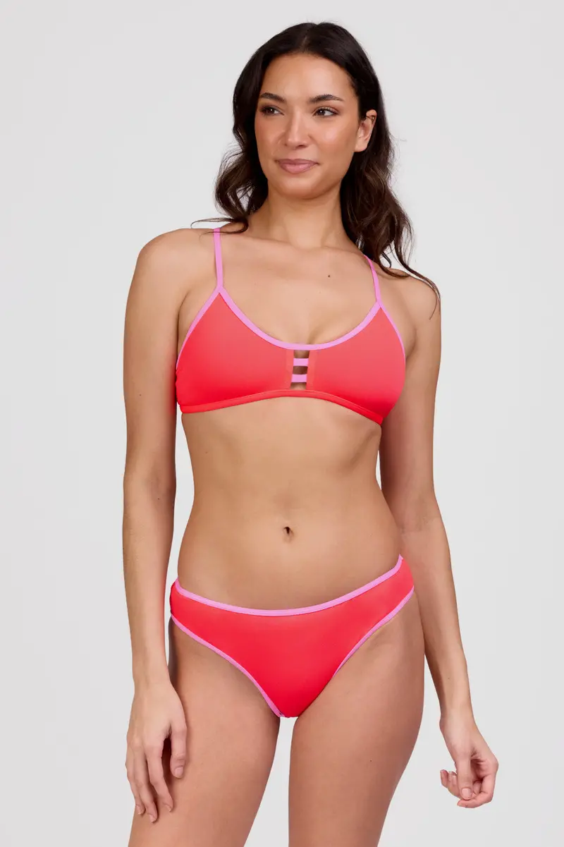 Whitney Neon Guava-Contrast Bikini Bottom 1