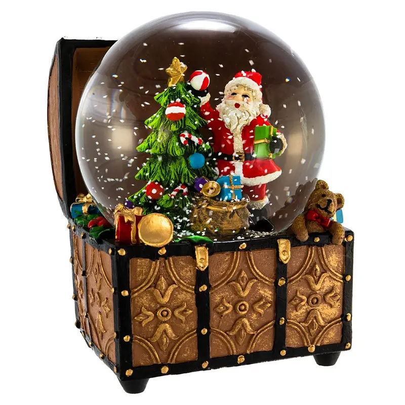 Wind-Up Musical Santa Water Globe In Treasure Chest – Kurt S. Adler 1