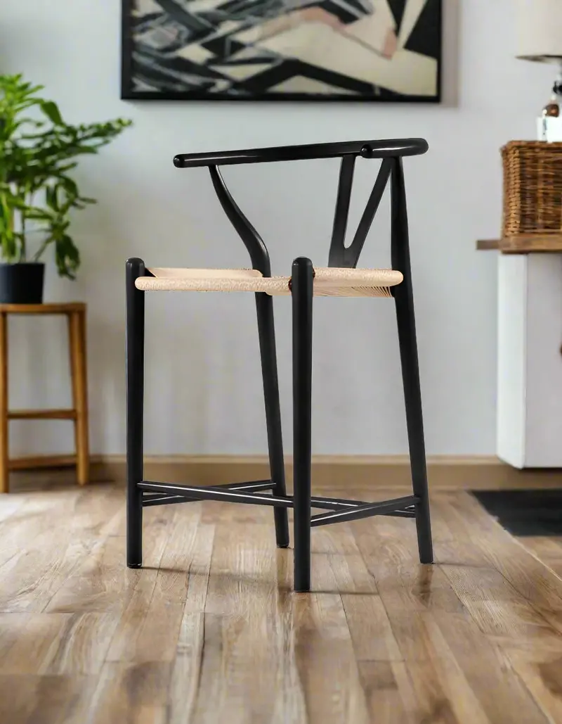 Wishbone Classic Bar Stool In Black Ash Wood – Scandinavian Design 1