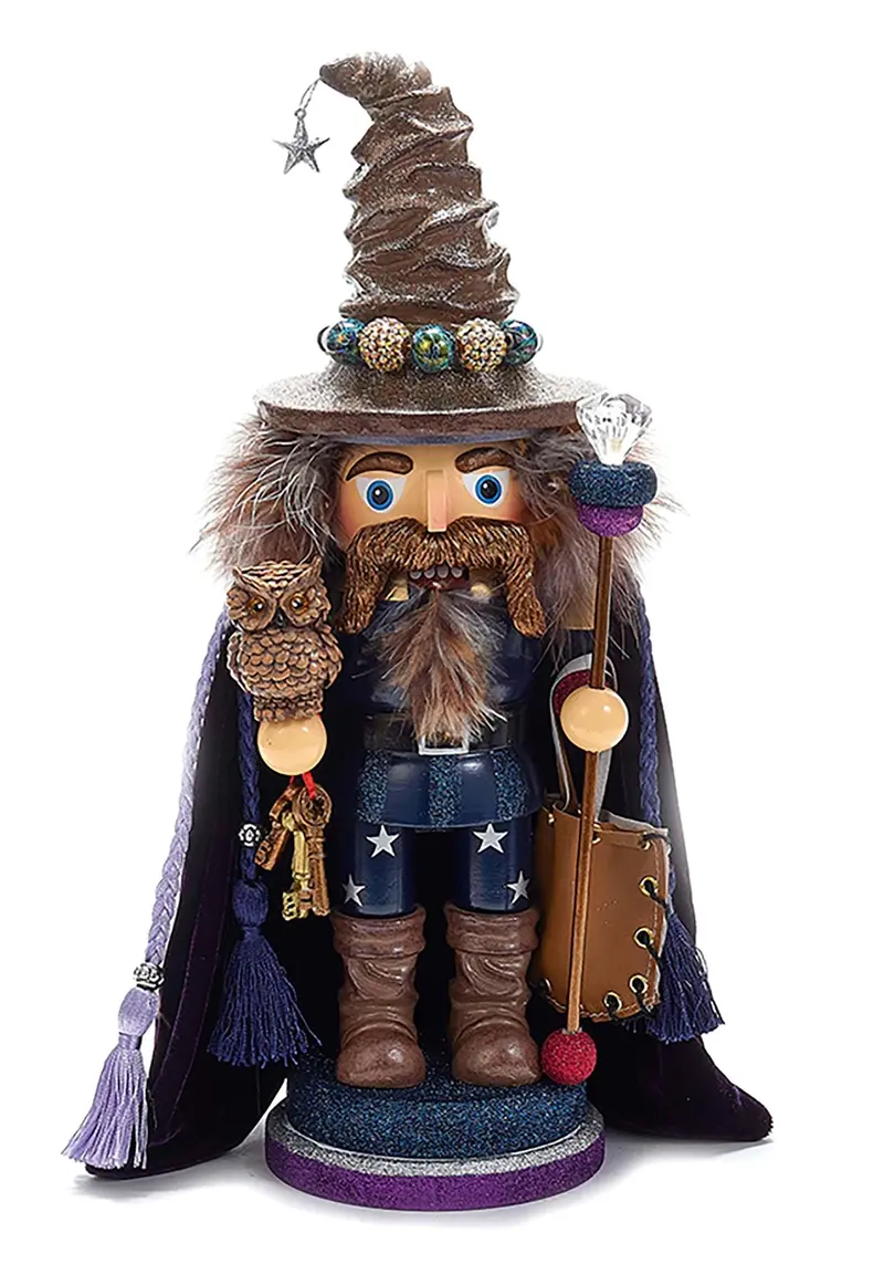 Wizard-Themed Nutcracker With Owl – Kurt Adler 15" Hollywood Collection Decor 1