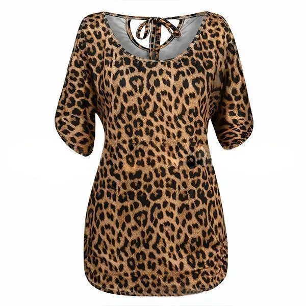 Women’S Sleeveless Leopard Print O-Neck T-Shirt – Casual Fit 1