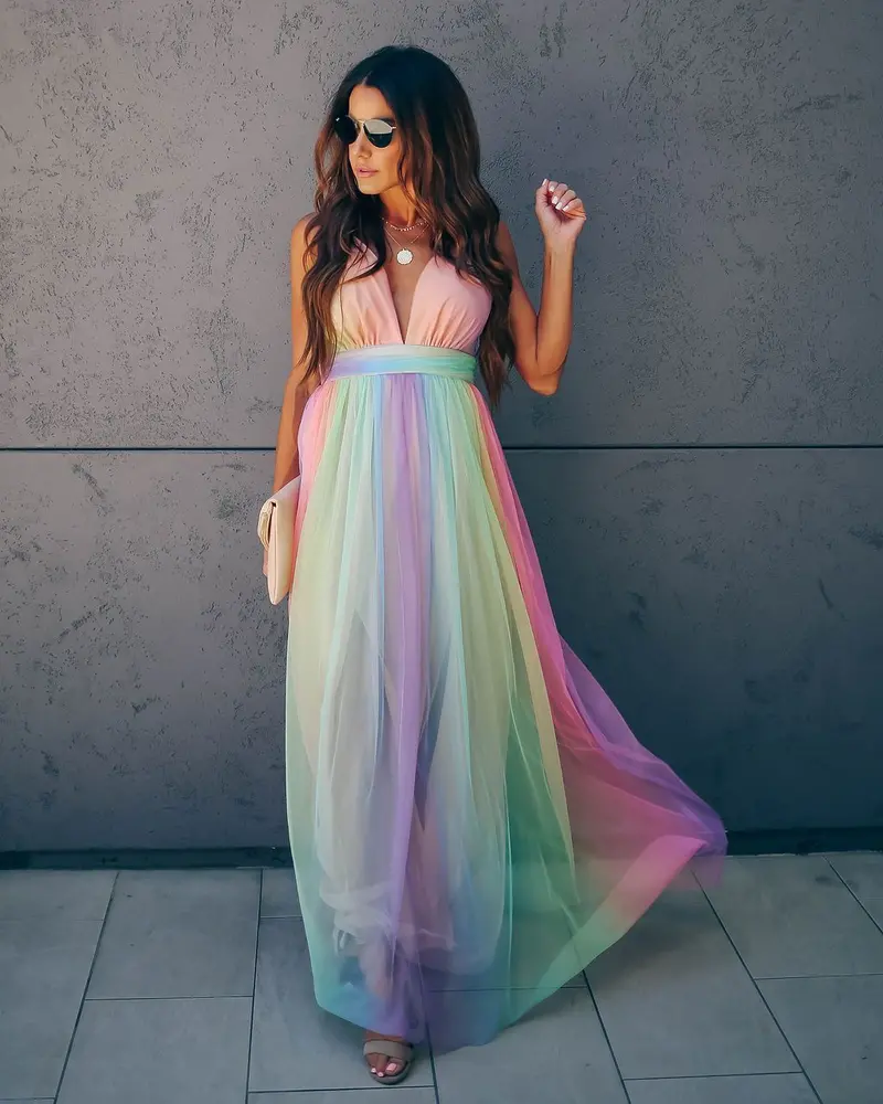 Wonderland Rainbow Striped Maxi Dress – Limited Edition Final Sale 1