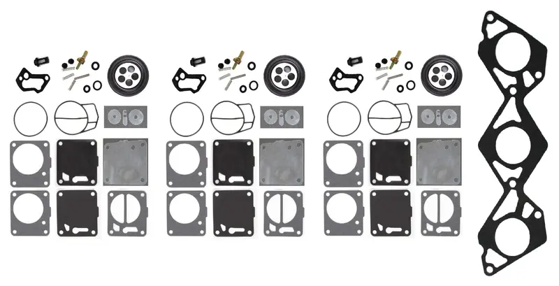 Yamaha Mikuni Triple Carburetor Rebuild Kit With Intake Base Gasket – For Suv, Sv1200, Gp/Xl1200, Npv, Exciter & Twin/Solo 135/270 1